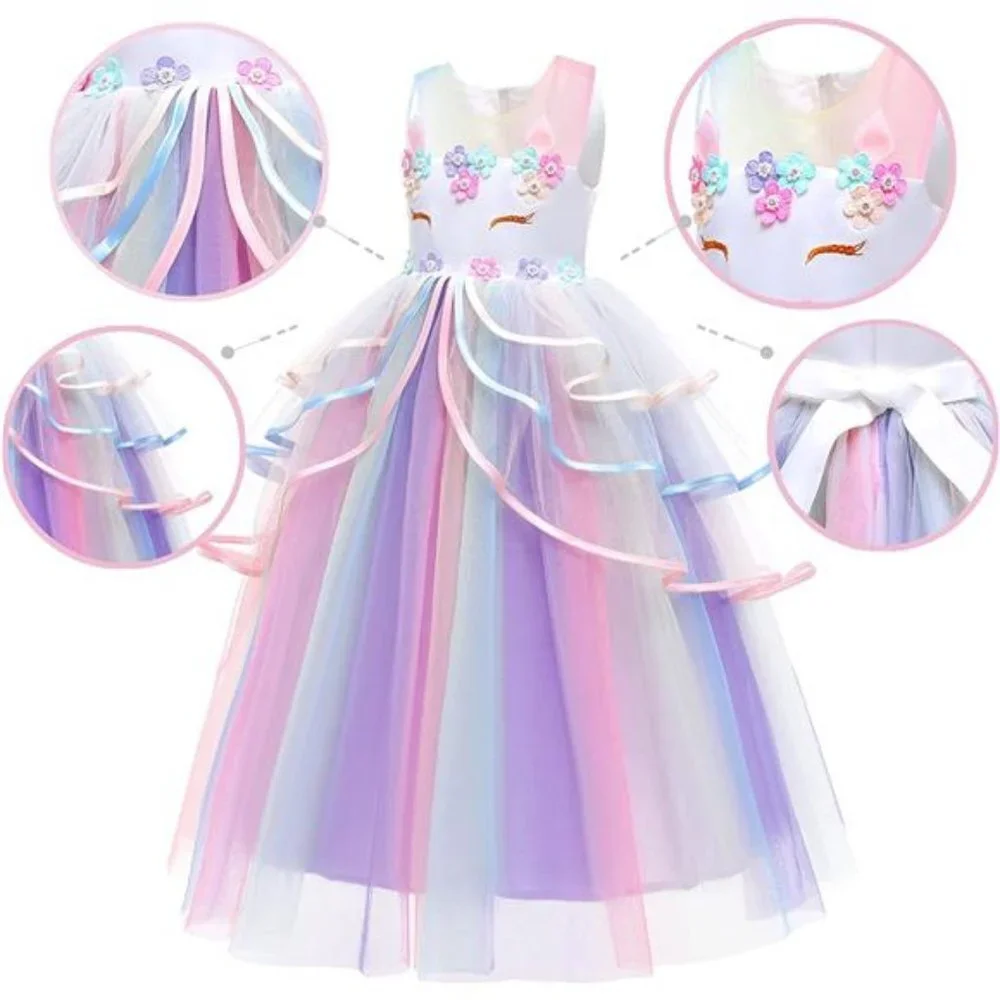 5Pcs, Little Girls Unicorn Princess Dress Up Clothes Jewelry and Headband Set